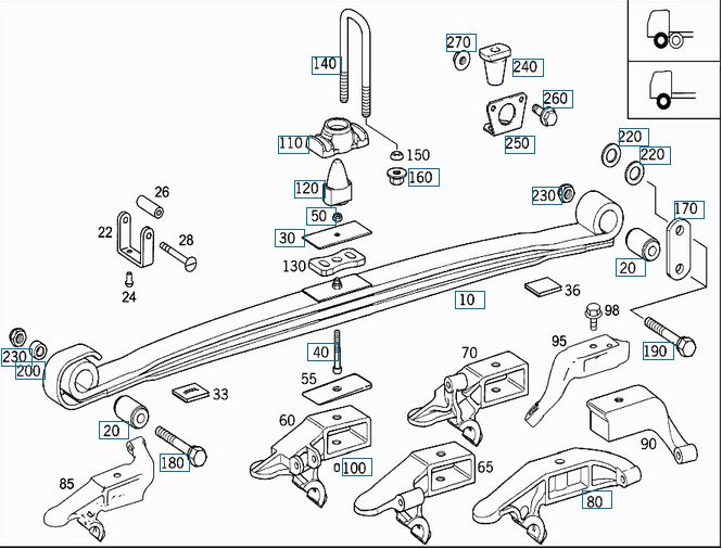 Bulon arc lamelar punte fata axa I Mercedes Actros 8x4 (poz.40)